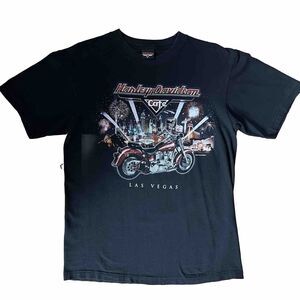 Vintage Harley Davidson Shirt Large Black Y2K Las Vegas Cafe Biker Motorcycles